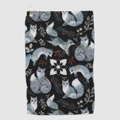  Stylized blue foxes with intricate floral designs Golfhanddoek (Voorkant)