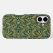 Stylized botanical orange and black floral pattern Case-Mate iPhone case (Achterkant (horizontaal))