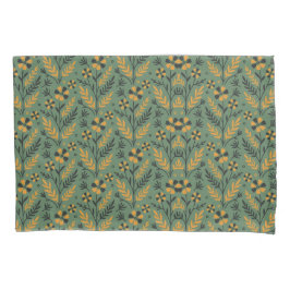 Stylized botanical orange and black floral pattern kussensloop