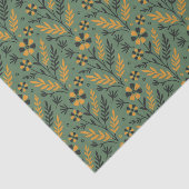 Stylized botanical orange and black floral pattern tissuepapier (Detail)