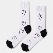 Stylized Cat Heart Print Socks Sokken (Links)