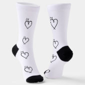 Stylized Cat Heart Print Socks Sokken (Gebogen)