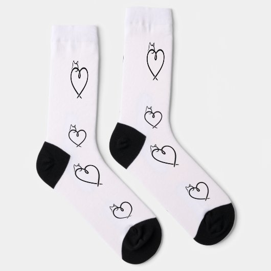 Stylized Cat Heart Print Socks Sokken (Rechts)