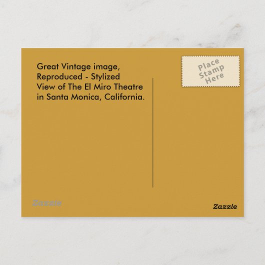 STYLIZED EL MIRO THEATER SANTA MONICA CA Briefkaar Briefkaart (Achterkant)