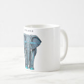 Stylized Elephant Graphic with Power Theme Koffiemok (Voorkant rechts)