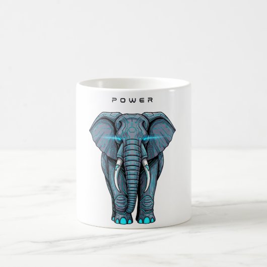 Stylized Elephant Graphic with Power Theme Koffiemok (Center)