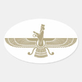 Stylized Faravahar Ovale Sticker (Voorkant)