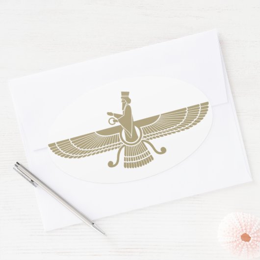Stylized Faravahar Ovale Sticker (Envelop)