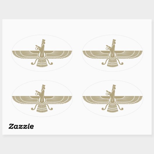 Stylized Faravahar Ovale Sticker (Vel)