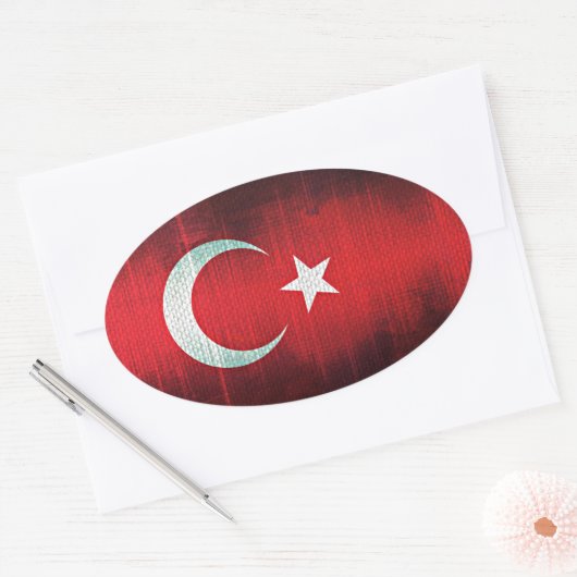 Stylized Flag of Turkey Ovale Sticker (Envelop)
