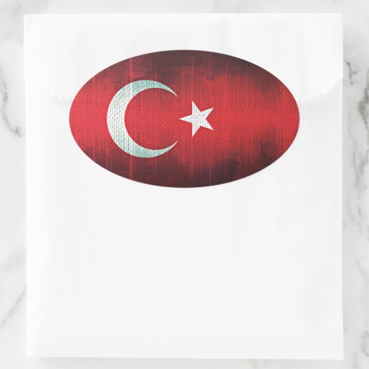 Stylized Flag of Turkey Ovale Sticker (Tas)