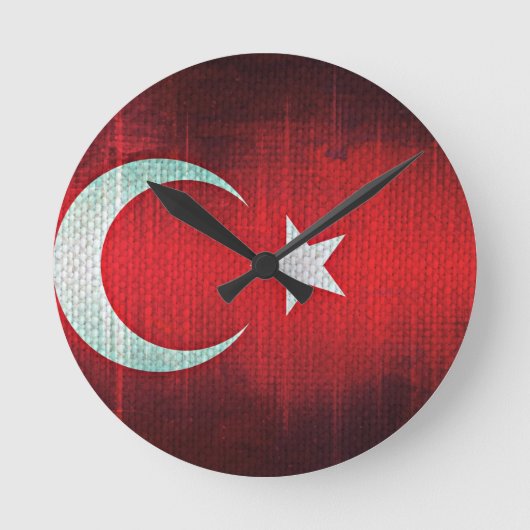 Stylized Flag of Turkey Ronde Klok (Voorkant)