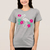 Stylized Flamingo Skeleton with Tropical Flowers Tri-Blend Shirt (Voorkant)