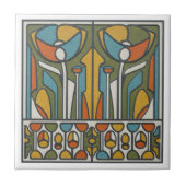 Stylized Floral Mid-Century Motif #6 ID1224 Tegeltje (Voorkant)