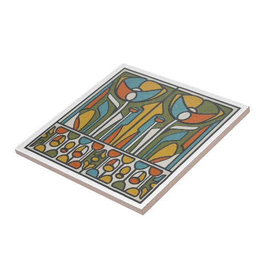 Stylized Floral Mid-Century Motif #6 ID1224 Tegeltje (Zijkant)