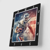 Stylized Football Player Vierkante Klok (Hoek)