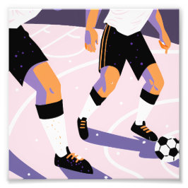 Stylized Football Players Dribbling a Soccer Ball Foto Afdruk