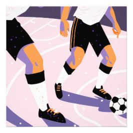 Stylized Football Players Dribbling a Soccer Ball Foto Afdruk