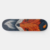 Stylized Fox Illustration with Floral Background Persoonlijk Skateboard (Horizontaal)