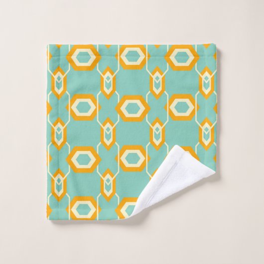 Stylized geometric pattern in bold orange hexagon bad handdoek (Wasdoekje)