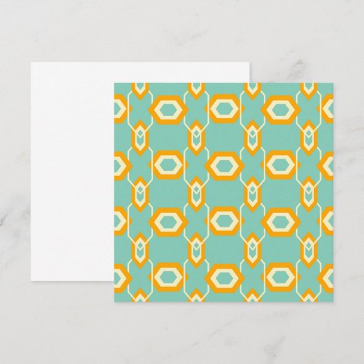 Stylized geometric pattern in bold orange hexagon bedankkaart (Voorkant / Achterkant)