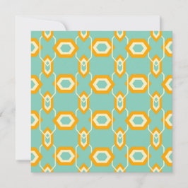 Stylized geometric pattern in bold orange hexagon bedankkaart