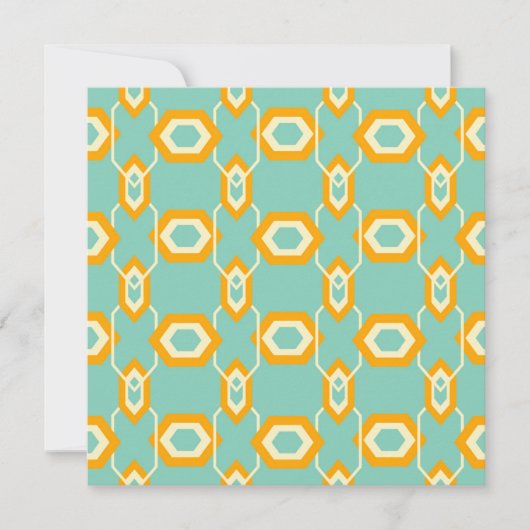 Stylized geometric pattern in bold orange hexagon bedankkaart (Voorkant)