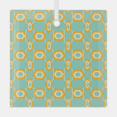 Stylized geometric pattern in bold orange hexagon glas ornament (Voorkant)