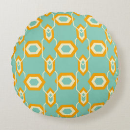 Stylized geometric pattern in bold orange hexagon rond kussen
