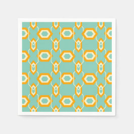 Stylized geometric pattern in bold orange hexagon servet