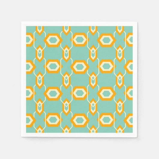 Stylized geometric pattern in bold orange hexagon servet (Voorkant)