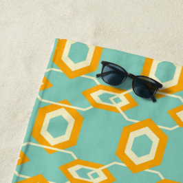 Stylized geometric pattern in bold orange hexagon strandlaken