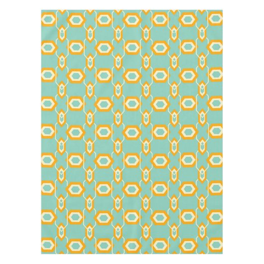 Stylized geometric pattern in bold orange hexagon tafelkleed (Voorkant)