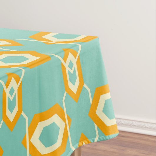 Stylized geometric pattern in bold orange hexagon tafelkleed (Voorbeeld)