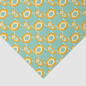Stylized geometric pattern in bold orange hexagon tissuepapier (Detail)