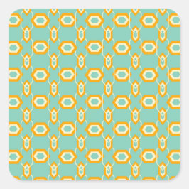 Stylized geometric pattern in bold orange hexagon vierkante sticker