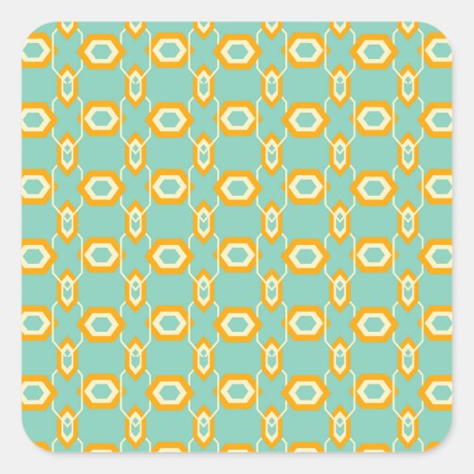 Stylized geometric pattern in bold orange hexagon vierkante sticker (Voorkant)