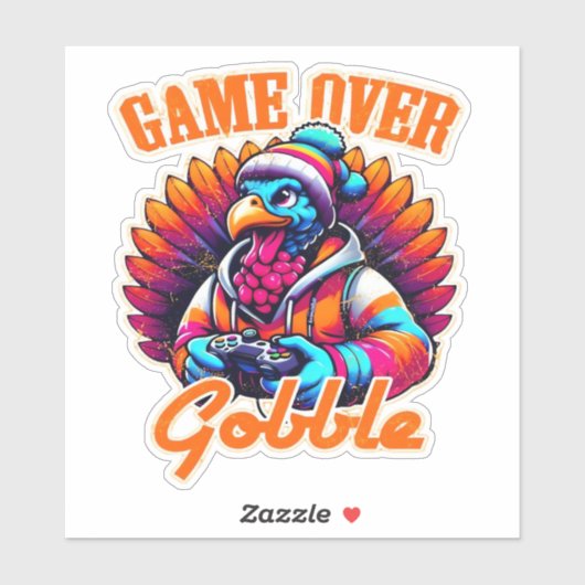 Stylized Hoodie Turkey Gamer with Distressed Orang Sticker (Vel)