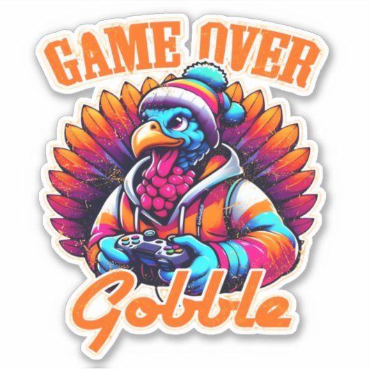 Stylized Hoodie Turkey Gamer with Distressed Orang Sticker (Voorkant)