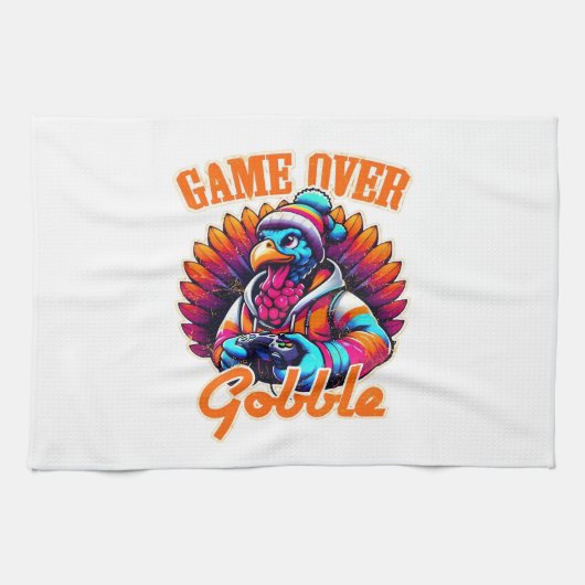 Stylized Hoodie Turkey Gamer with Distressed Orang Theedoek (Horizontaal)