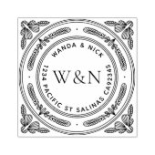 Stylized Leaf Wooden Return Address Stamp Rubberstempel (Afrduk)