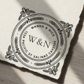Stylized Leaf Wooden Return Address Stamp Rubberstempel