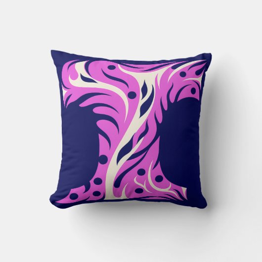 Stylized Letter T with Abstract Floral Design Kussen (Voorkant)