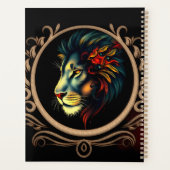 Stylized Lion Head Portrait in Mandala Frame Planner (Achterkant)