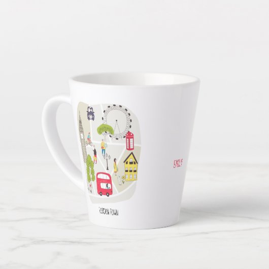 Stylized Map London England Landmarks Name Latte Mok (Linkerhoek)
