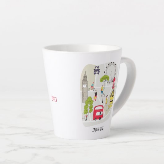 Stylized Map London England Landmarks Name Latte Mok (Rechterhoek)