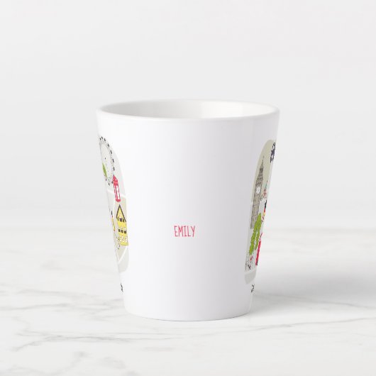Stylized Map London England Landmarks Name Latte Mok (Voorkant)