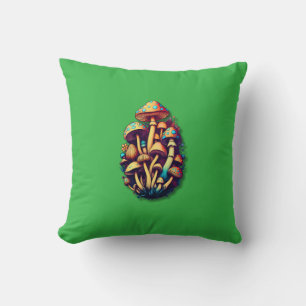Stylized Mushroom Cluster with Colorful Caps on Vi Kussen