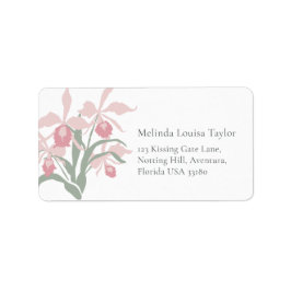 Stylized orchid Cattleya dusty pink address labels