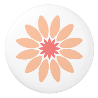 Stylized Peach Daisy with Coral Center Keramische Knop